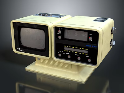 Vintage Beige Electronic Device With Dual Screens Control Panel And Buttons 3d model