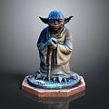 Yoda Movie Character Bronze Statue In Meditating Pose With Decorative Base