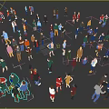 Many People in Low Poly Style with Plain Colored Stress Free Models 3d model