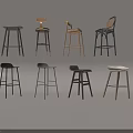 Stylish Modern Bar Stools With Various Designs And Assorted Color Options 3d model