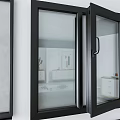 Modern Casement Windows With Black Frames White Wall Background And Different Styles 3d model