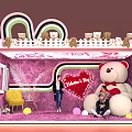 Pink Themed Photo Spot With Giant Teddy Bear Heart Decoration And People Taking