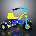 Kids Blue And Yellow Police Themed Tricycle Ride On Toy With Handle And Wheels