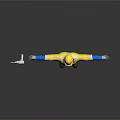 Construction Worker In Blue And Yellow Work Uniform Wearing Yellow Hard Hat With Arms Outstretched
