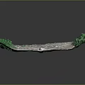 Long Natural Strip Surface With Green Mossy Edges And Textured Stone Center