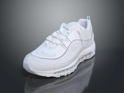 White Sports Sneakers With Mesh Upper And Comfortable Cushioned Sole Design 3d model