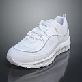 White Sports Sneakers With Mesh Upper And Comfortable Cushioned Sole Design