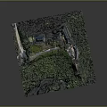 Cartoon Scenic Castle on Lush Green Hill with Multiple Towers and Trees