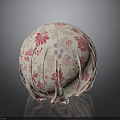Floral Patterned Round Fabric Decorative Pillow With Pink And Blue Flowers