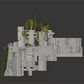 Modern Geometric Stone Architectural Structure With Greenery And Multi Level Platforms