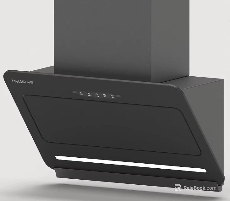Modern Black Kitchen Range Hood Appliance With Sleek Design And LED Light 3d model 