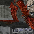 Cultural Art Exhibition Hall Featuring Red Dragon Sculpture Industrial Metal Walls And Control Panels