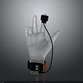 Transparent Glove Device With Black Sensor On Finger Black Red Wrist Strap And Connecting Cable