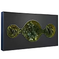 Green Plant Wall Decorative Artwork With Black Background And Oval Design