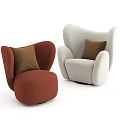Modern Red and Beige Single Sofa with Brown Cushion and Contemporary Design 3d model