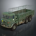 Vintage Green Military Utility Truck With Open Cargo Bed And Metal Roof Rack