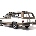 Classic Gold And White SUV With Roof Rack And Side Windows Design