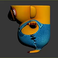3D Cartoon Koala Character With Yellow Body Blue Overalls Big Eyes And Outstretched Arms
