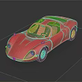 Red Classic Sports Car With Streamlined Design Transparent Roof And Orange Interior