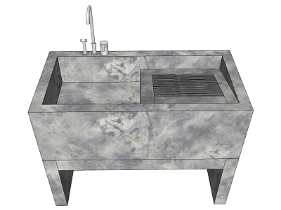 Modern Grey Marble Washbasin with Faucet and Drainboard Stand Design 3d model