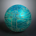 Vintage Blue Decorative Sphere Equipment With Carved Stars And Intricate Lines