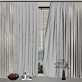 Elegant Curtains With White Blinds For Window In Room Interior View