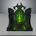 Mythical Throne Structure With Green Glowing Core Ornate Pillars And Intricate Carved Steps