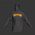 Gray Casual Hoodie With Vibrant THRASHER Lettering And Front Pocket Design