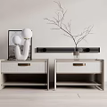 Modern Minimalist Bedside Tables With Drawers And Decorative Artwork