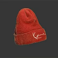 Red Knitted Beanie Hat With White Lettering Stylish Design For Fashion Accessory