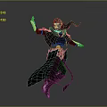 Fantasy Female Character In Red Robe With Golden Accents And Dynamic Pose