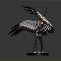 Mythical Character 3D Model With White Black Wings And Spear On Black Base
