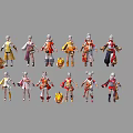 Game and Movie Characters With Diverse Outfits Dynamic Poses And Weapon Props