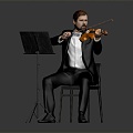 modern man player violin player ancient musical instrument 3d model