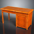 Brown Wooden Desk With Single Drawer Cabinet And Sturdy Legs For Home Office Use