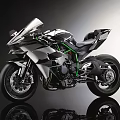Sporty Modern Motorcycle With Aerodynamic Body Green Frame And Black Alloy Wheels