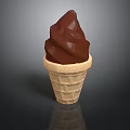 Chocolate Ice Cream In Waffle Cone With Smooth Swirl And Sweet Flavor