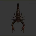 3D Rendered Brown Scorpion with Red Pincers and Curved Tail on Dark Background
