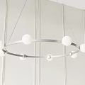Modern Circular Chandelier Featuring White Globe Lights On Sleek Metal Ring Frame 3d model