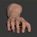 Detailed Human Arm And Hand 3D Render With Skin Texture On Dark Background And Reflection