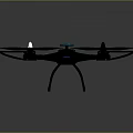 Black Drone With Four Blue Propellers And Circular Logo On Gray Background 3d model