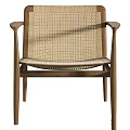 Modern Natural Style Leisure Chair With Wooden Frame And Woven Seat Backrest