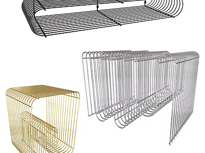 Modern Metal Side Table With Wireframe Design In Black Gold Silver Colors 3d model