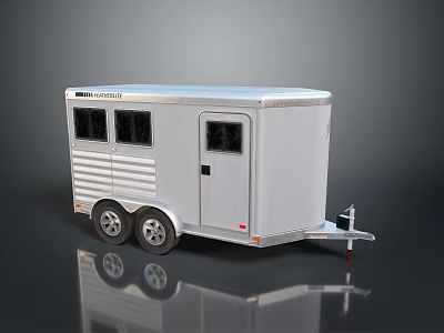 Williamson Silver Horse Trailer With Side Windows Door And Wheels 3d model