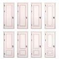 Stylish Interior Hinged Doors Featuring Various Panel Designs And White Finish 3d model