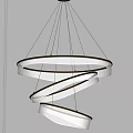 Modern Spiral Metal Frame Chandelier With Layered Circular Glowing Frames For Home Interior