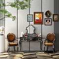 Elegant Classic Dressing Table Interior With Ornate Mirror Armchairs And Framed Paintings