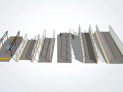 Various Safety Fence Designs Featuring Staircase and Metal Structures for Different Areas 3d model
