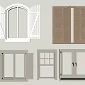 Different Styles of Casement Windows with White and Wooden Shutters for Interior Design
