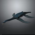 Realistic Blue Plesiosaur 3D Model With Long Neck And Aquatic Reptile Traits